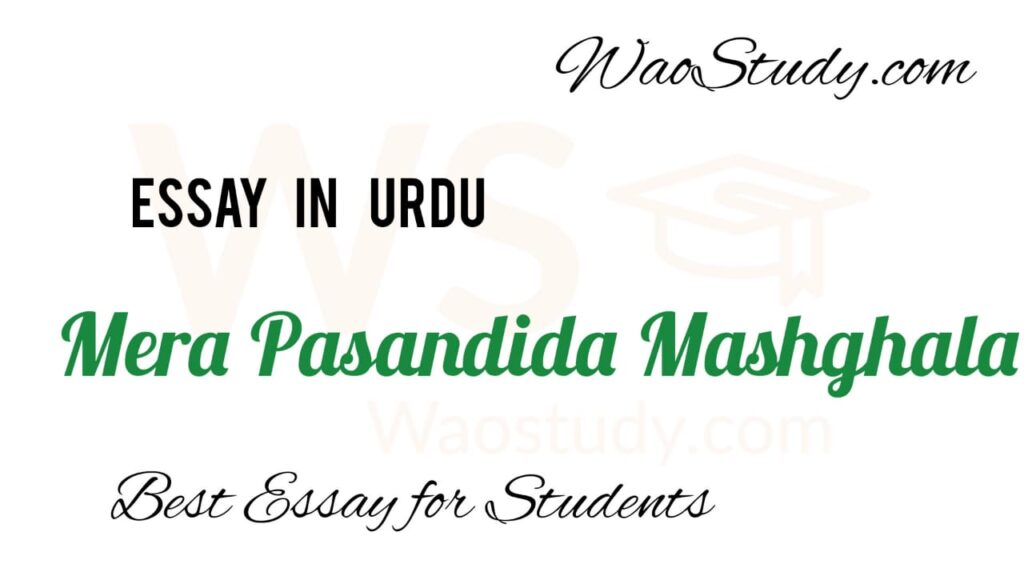 Mera Pasandida Mashghala Essay in Urdu